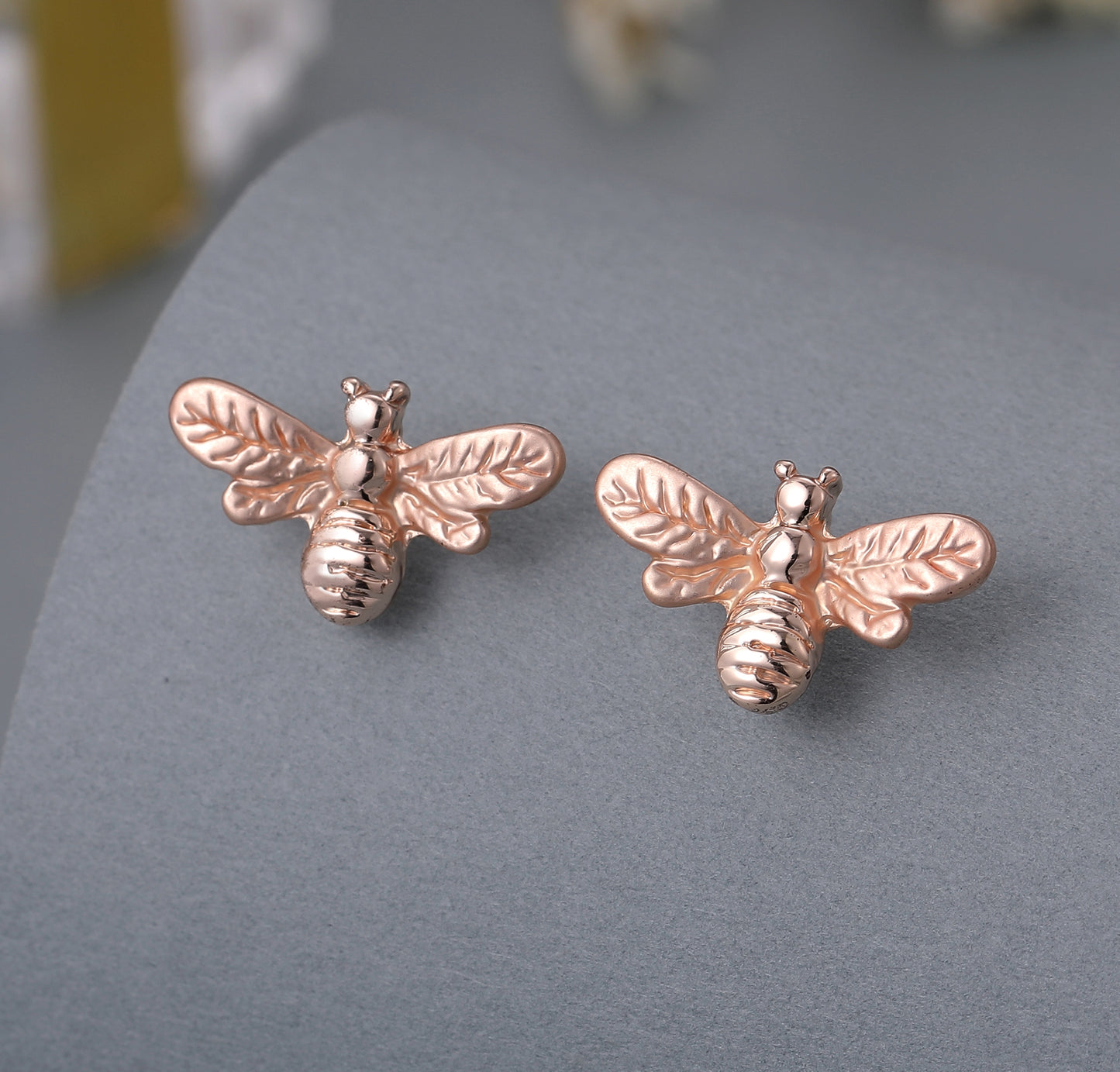 Rose Gold Bee Earrings
