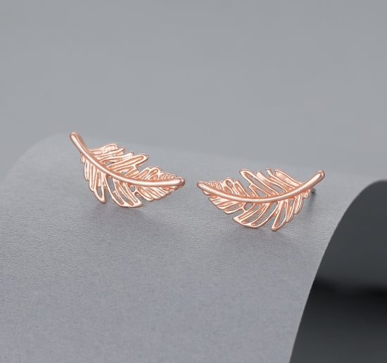 Matt Rose Gold Feather Earrings