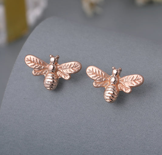 Rose Gold Bee Earrings