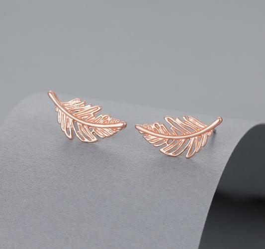 Matt Rose Gold Feather Earrings