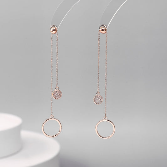 Rose Gold Circle Drop Earrings