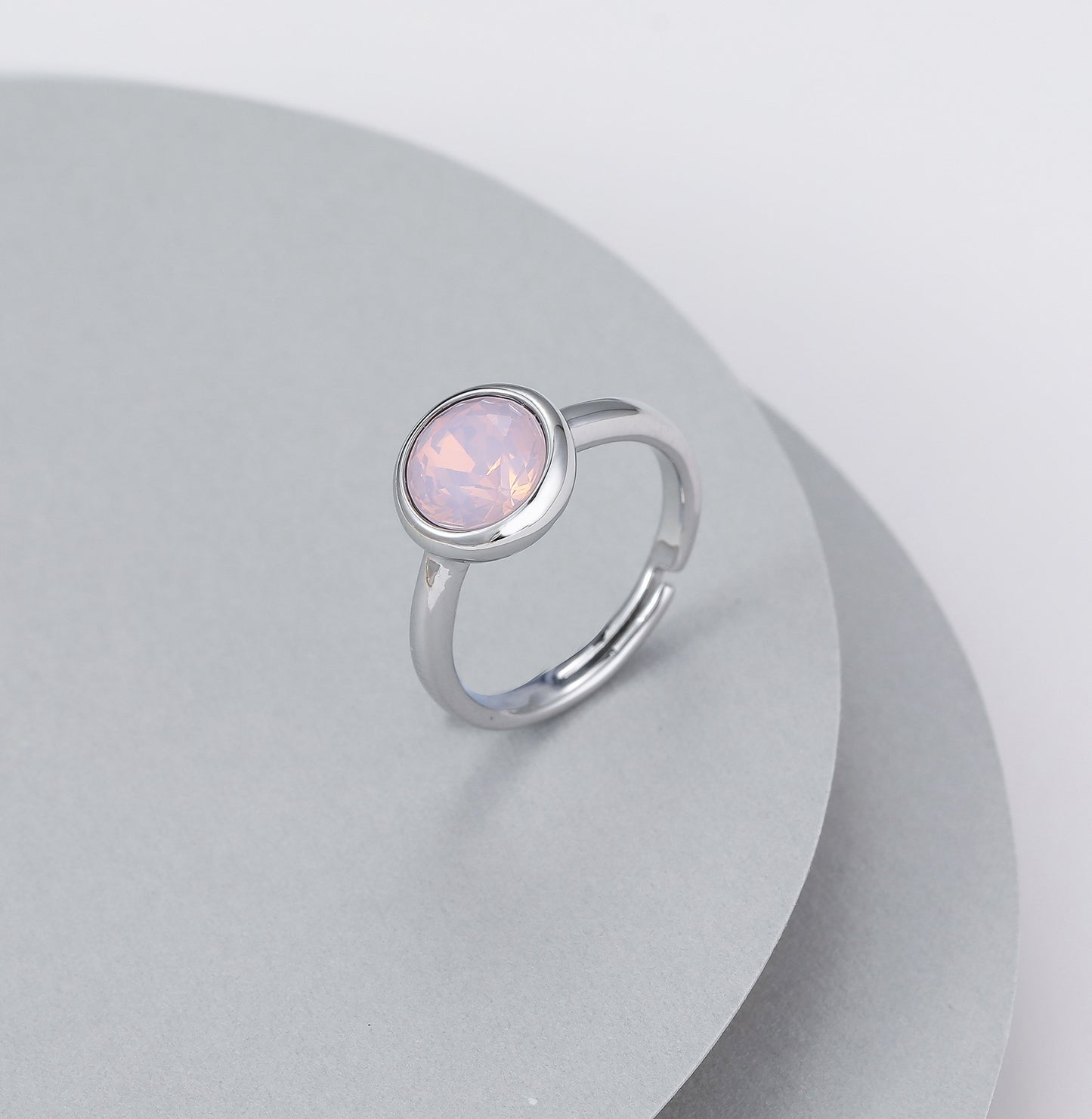 Gracee Jewellery Pale Jelly Pink Silver Adjustable Ring