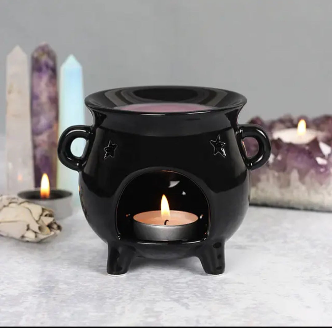 Gothic Black Cauldron Oil Burner & Wax Warmer